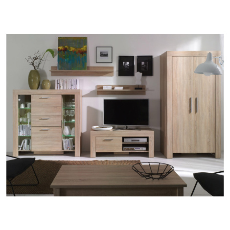 Sestava do obývacího pokoje s LED bílým osvětlením PORTOGALLO 1 - dub sonoma