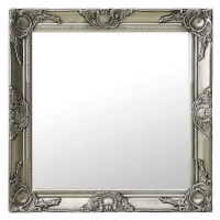 Nástěnné zrcadlo barokní styl 60 x 60 cm stříbrné