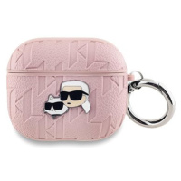 Karl Lagerfeld PU Embossed Karl and Choupette Heads Pouzdro pro AirPods 3 Pink