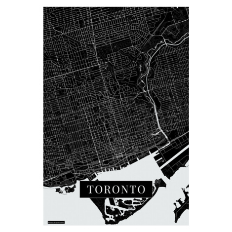 Mapa Toronto black, 26.7 × 40 cm