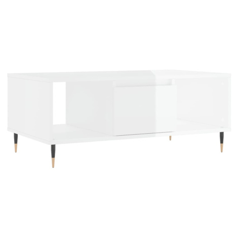 vidaXL Konferenční stolek bílý s leskem 90x50x36,5 cm kompozitní dřevo