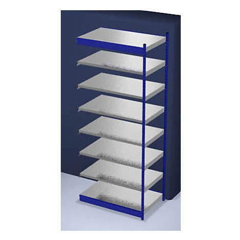 hofe Stabilní zásuvný regál, jednostranný, výška regálu 3000 mm, modrý / pozinkovaný, šířka poli