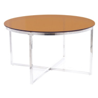 Expedo Konferenční stolek CRYSTL A, 80x45x80, jantarová/stříbrná