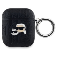 Karl Lagerfeld PU Embossed Karl and Choupette Heads pouzdro pro AirPods 1/2 černé