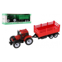 Traktor s přívěsem plast 28cm 2 barvy v krabičce
