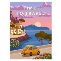 Ilustrace Time To Travel Italy, mediterranean romantic, VectorUp, 30 × 40 cm