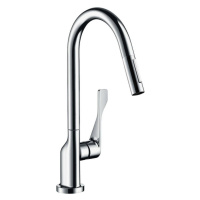 Dřezová baterie Hansgrohe Axor Citterio s vytahovací sprškou vzhled nerezu 39835800