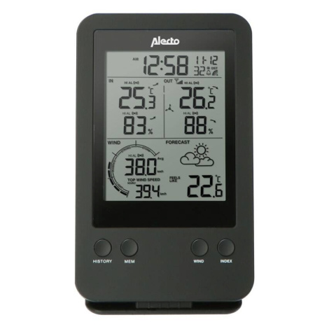 Meteostanice Alecto WS-3400 / baterie AA / 50 m / černá Varianta: ivi1