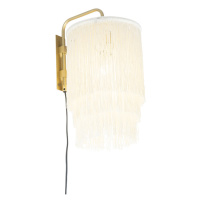 Orientální nástěnná lampa zlatého krémového odstínu s třásněmi - Franxa