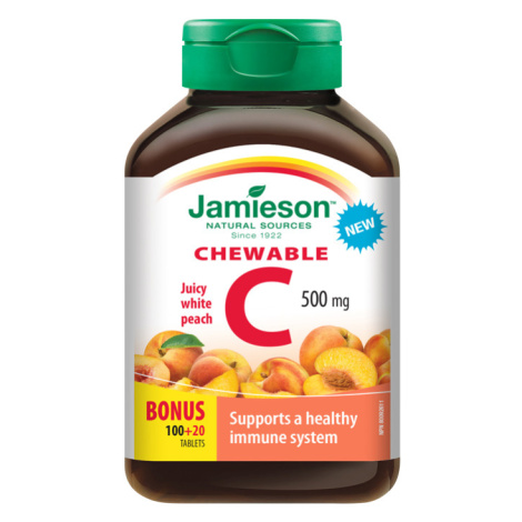 Jamieson Vitamín C 500 mg příchuť broskev 120 cucacích tablet