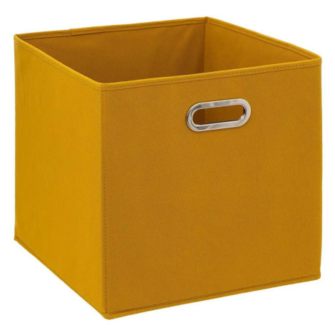 DekorStyle Úložný box Textilie 31x31 cm hořčicově žlutý