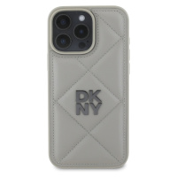 Zadní kryt DKNY PU Leather Quilted Stack Logo pro Apple iPhone 16 Pro Max, šedá