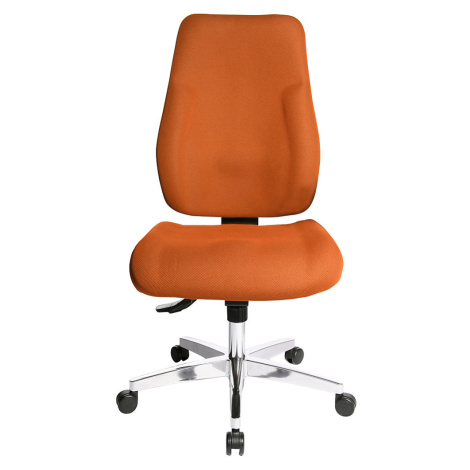 Topstar Otočná židle pro operátory, čalouněné opěradlo, potah oranžový