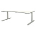 mauser Výškově nastavitelný stůl, volný tvar, šířka 1800 mm, deska bílá, podstavec v hliníkové s
