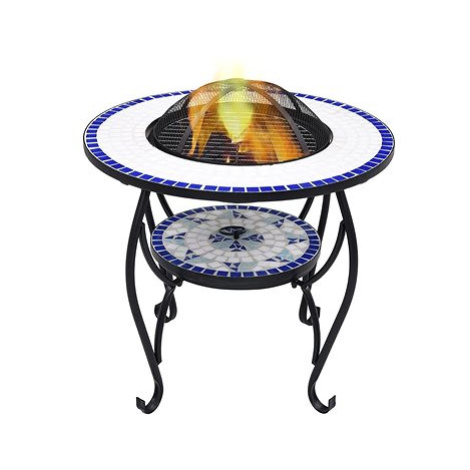 Mozaikový stolek s ohništěm modrobílý 68 cm keramika SHUMEE