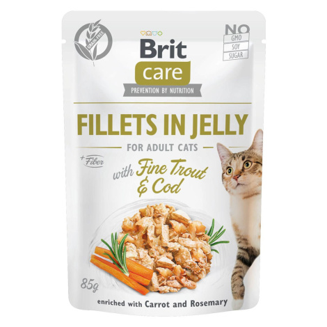 Brit Care Cat filety v želé jemný pstruh a treska 24 × 85 g