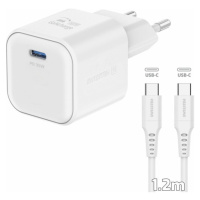 Swissten síťový adaptér GaN 1x USB-C 35W PD + datový kabel USB-C/USB-C 1,2 m bílý