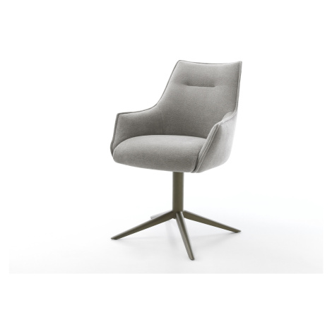 DELIFE Jídelní židle Alja-Flex s područkami potahová látka Měkký šedá křížová podnož Titanová ba