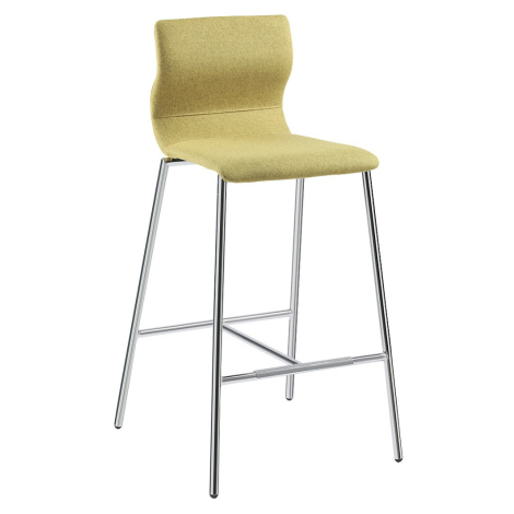 Barová židle EVORA, s čalouněním, pochromovaný podstavec, žlutozelená