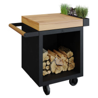 Pojízdný pracovní stůl OFYR Mise en Place Black 65 PRO Teak Wood