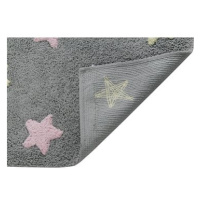 Bio kusový, ručně tkaný Tricolor Stars Grey-Pink 120×160 cm