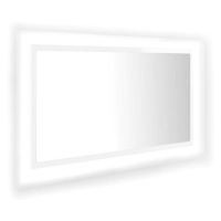 Shumee LED koupelnové zrcadlo bílé vysoký lesk 80 × 8,5 × 37cm dřevotříska