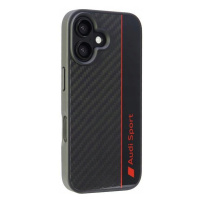 Pouzdro Audi pro iPhone 16 6.1 černé Carbon Fiber Stripe