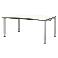 mauser Designový stůl s přestavováním výšky, šířka 1600 mm, deska bílá, podstavec v hliníkové st