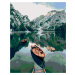 Malování podle čísel - PRAMICE NA JEZEŘE V HORÁCH Rozměr: 40x50 cm, Rámování: vypnuté plátno na 