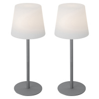 Sada 2 šedých dobíjecích stolních lamp 40 cm IP54 - Jude