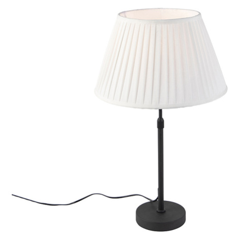 Stolní lampa černá s skládaným odstínem krémová 35 cm nastavitelná - Parte QAZQA