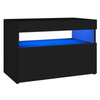 SHUMEE Noční stolek s LED osvětlením černý 60 × 35 × 40 cm dřevotříska, 3082776
