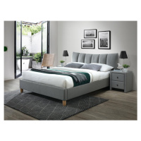 Dvoulůžková postel SANDY 2 –⁠ 160x200, látka, šedá