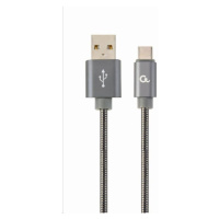 GEMBIRD Kabel USB 2.0 AM na Type-C kabel (AM/CM), 2m, metalická spirála, šedý, blister, PREMIUM 