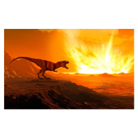 Ilustrace Tyrannosaurus observing asteroid impact, illustration, MARK GARLICK/SCIENCE PHOTO LIBR