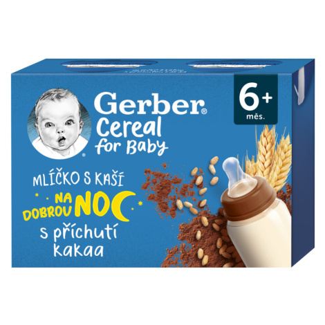 Gerber Cereal Mlíčko s kaší na dobrou noc s příchutí kakaa 2x200ml 6M+ NESTLÉ