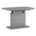 Jídelní stůl 110+40x70 cm, šedá 4 mm skleněná deska, MDF, šedý matný lak