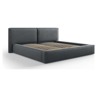 Tmavě šedá čalouněná dvoulůžková postel s úložným prostorem a roštem 200x200 cm Arendal – Cosmop