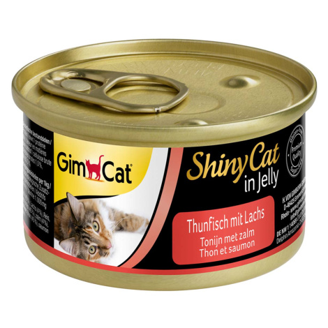 GimCat ShinyCat v želé s tuňákem a lososem 24 × 70 g