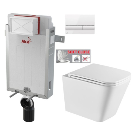 ALCADRAIN Renovmodul předstěnový instalační systém s bílým tlačítkem M1710 + WC INVENA FLORINA W AKCE/SET/ALCA