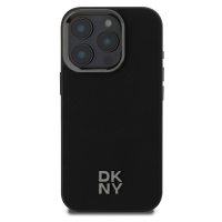 Zadní kryt DKNY PU Leather Stack Logo Magsafe pro Apple iPhone 16 Pro, černá