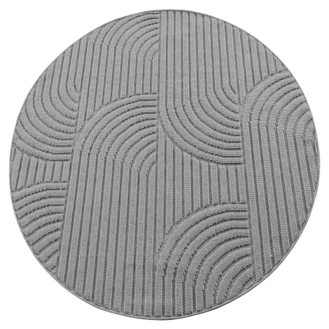 Ayyildiz, Kusový koberec Helix 2201 silver kruh, 200x200, šedá, chodba / předsíň