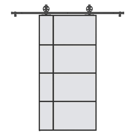 vidaXL Posuvné dveře s kováním 102,5 x 205 cm ESG sklo a hliník