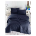 Tmavě modrý přehoz přes postel se 2 povlaky na polštář z ranforce bavlny EnLora Home Fresh, 225 