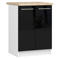 Ak furniture Kuchyňská skříňka Olivie S 60 cm 2D bílá/černý lesk/dub sonoma