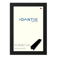 DANTIK rámeček 21 × 29,7, ALU profil 7005 Černý matný sklo čiré