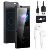 Přehrávač Mp4 Mp3 Bluetooth Dotykový 64gb Rádio Diktafon Čtení e-knih