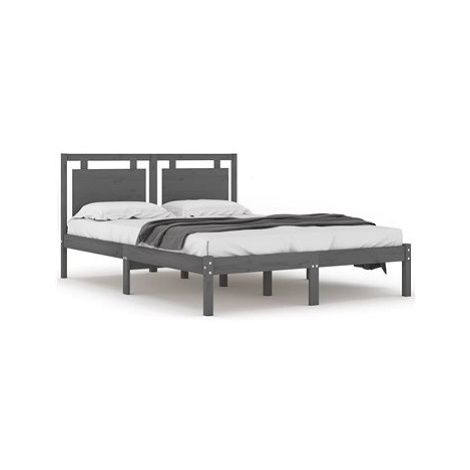 Rám postele šedý masivní dřevo 200 × 200 cm, 3105557 SHUMEE