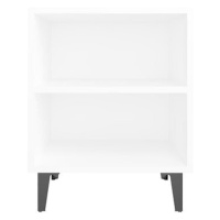 Noční stolek s kovovými nohami bílý 40 x 30 x 50 cm