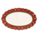 Červený porcelánový servírovací talíř s vánočním motivem Villeroy & Boch, 38 x 23,5 cm